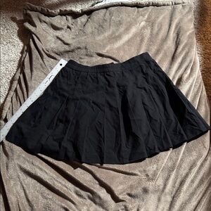 Black Mini Skirt with Pleats and Side Zipper